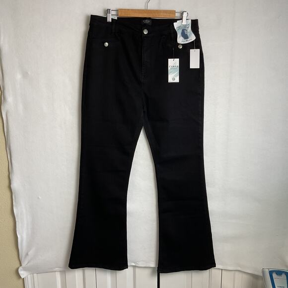 Curve Appeal Womens High Rise Flare Denim Jeans Black Size 16 New With Tag - Picture 5 of 16